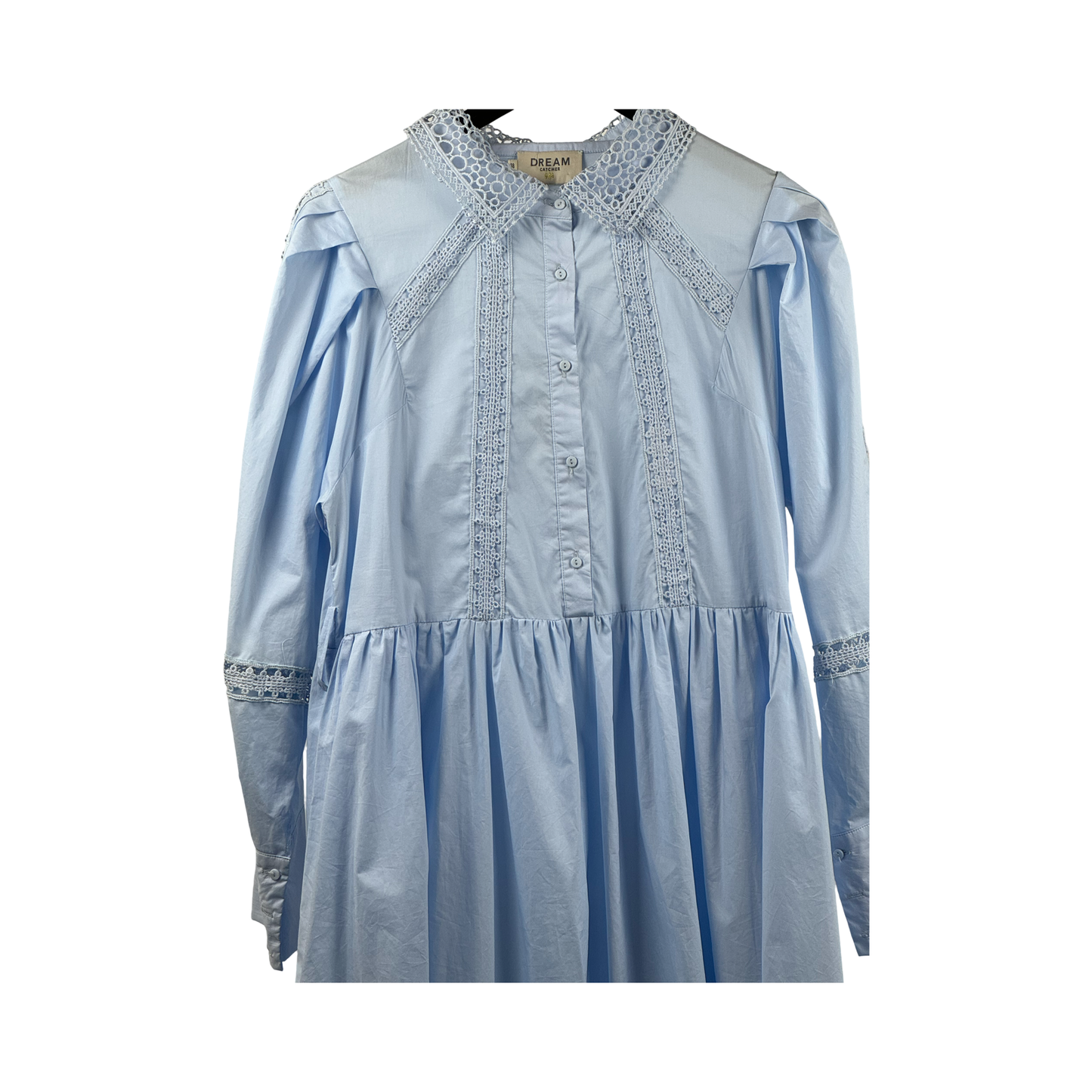 Long cotton Dress DREAM CATCHER, light blue